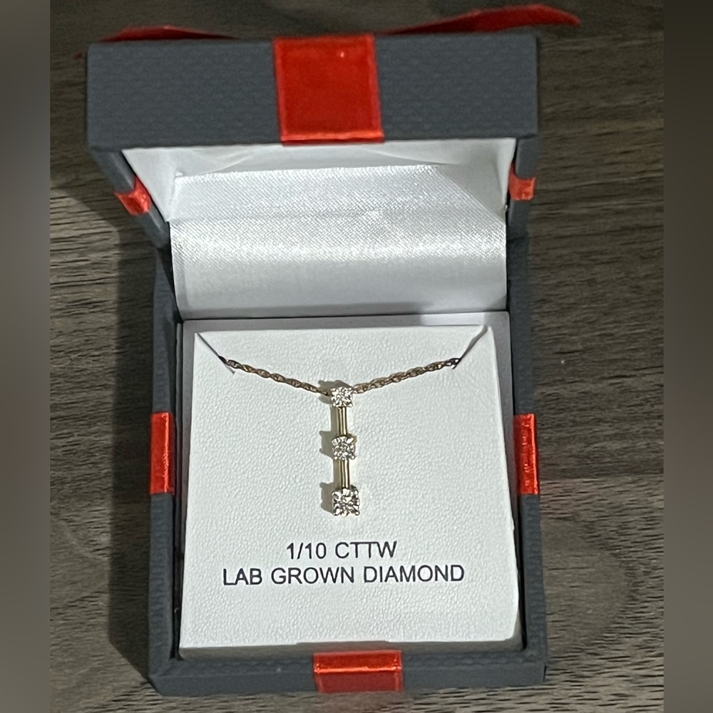 14K Gold over Silver 18” Necklace with Lab Grown Diamonds